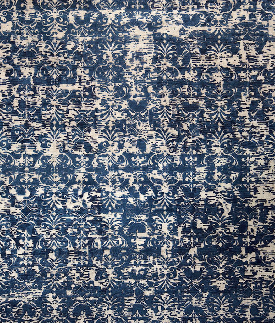 Teppich "Zema" - 140/190 cm, Dunkelblau/Naturweiß